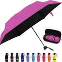 Yoobure Small Mini Umbrella with Case Light Compact Design Perfect for Travel Lightweight Portable Parasol Outdoor Sun&Rain Umbrellas (Pink)