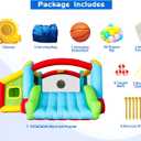 WELLFUNTIME Bouncy Castle & Bounce House, Inflatable Bouncer with Air Blower, Kids Jumping Castle with Slide, Ball Pit & Dart Target Game, 143x137x68 Inch