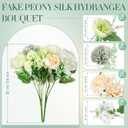 Tigeen Artificial Flowers Artificial Peonies Silk Flowers Faux Peony Fake Peony Silk Hydrangea Bouquet for Wedding Table Centerpiece Floral Vase Decor (White,Green,12 Bundles)