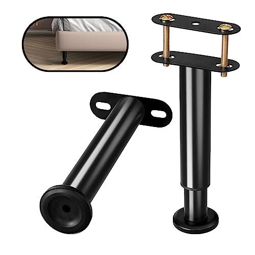 ZhouDaShu Adjustable Height Support Leg for Bed Frame,Bed Frame Center Support Legs with Wider Base,Bed Reinforcement Kit for Metal/Wood Slat,Height from 7" to 13",Black-Set of 2