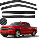 Out-Channel Window Rain Guards for Chevy Silverado/GMC Sierra 1500 2019-2025 Crew Cab - Carbon Fiber Pattern Window Deflectors Vent Visors for 2025 Silverado 1500, 4 Full-Size Doors