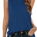 Womens Tank Tops Summer T Shirts Sleeveless Casual Loose Tunic Blouses (Large, A Solid Navy)