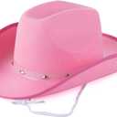Funny Party Hats - Studded Cowboy Hat - Cowboy Costume Accessory (Pink)