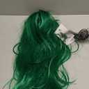 Tseses Green Long Curly Wave Wig for Women Middle Part Curly Wig Natural Looking Synthetic Fibre Hair Wig for Halloween Party Cosplay Use