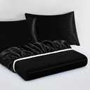 VACVELT 3pcs Extra Deep Pocket Satin Fitted Sheet Set King Bed Set, Black Bottom Sheet Fit 18-24 Inch Deep Pocket Mattress, Silky Bedding Set Soft & Ultra Deep Fitted Sheet & 2 Pillowcase