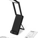 EZVALO LED Rechargeable Desk Lamp, 6000mAh Battery Operated Light, Cordless Table Lamp for Book Reading, Foldable Mini Lamp & Portable, 3 Color Dimmable Small Wireless Reading Lamp, Black