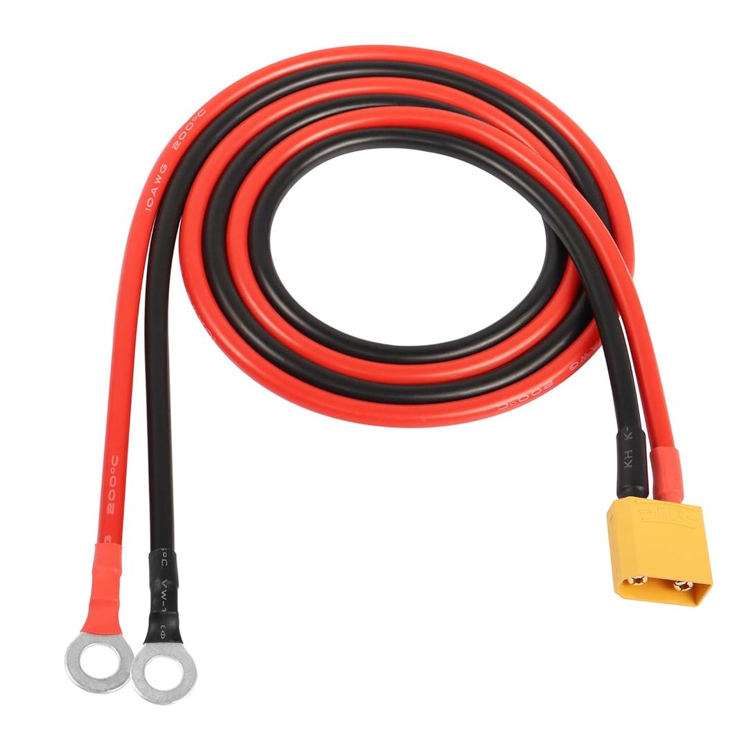 RIIEYOCA XT90 to O Ring Terminal Cable,XT90 Male to O Ring Connector Cable, with 1M 10AWG Silicon Wire, for RC Lipo Battery FPV Racing Drone(1M/3.3FT)