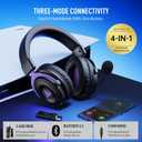 EKSA E900WT Wireless Gaming Headset for PC Ps5 Ps4, 2.4 Ghz USB&Type-C Gaming Headphones with Microphone, 30ms Latency, 80H Battery Bluetooth Headphones for Switch, Laptop, Mobile, Mac