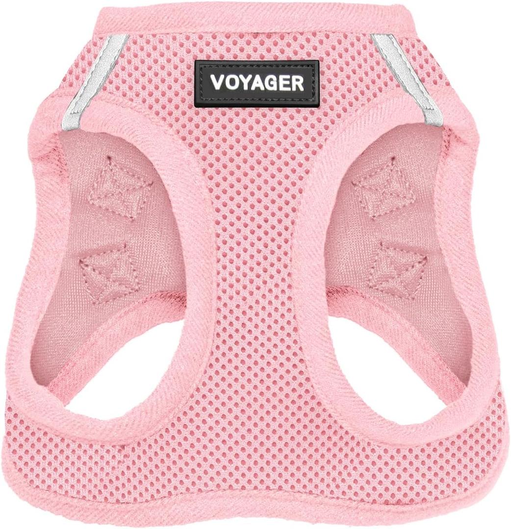 Best Pet Supplies Voyager Step-in Air Harness - All Weather Mesh, Reflective, No Pull Harness for Dogs, Cats - Secure with Hook & Loop Fastener, Buckle, Double D-Rings - Pink, L (L (Chest: 18 - 20.5"))