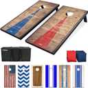 GoSports Portable Cornhole Sets, 8 Styles  Choose 4 x 2 ft or 3 x 2 ft - Boards Include 8 Bean Bags, Travel Case, and Game Rules (4 x 2 ft Rustic)