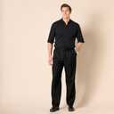 Amazon Essentials Men's Classic-Fit Expandable-Waist Pleated Dress Pant (Black)