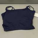 BRXL Womens Twist Back Sports Bra Longline Buttery Soft Low Impact Yoga Bra Removable Pads Scoop Neck Crop Top (Small, Navy Blue)