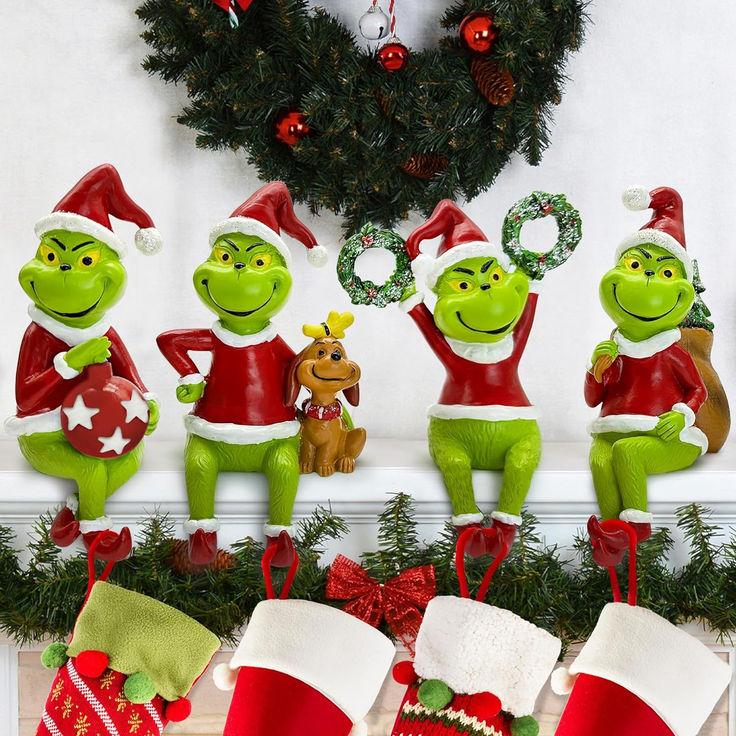 The Grinch Stocking Holders Set Of 4 Mantle Fireplace Decor Xmas