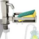 KNEELISA Soap Dispenser Pump for Kitchen Sink with Sponge Rack,ABS Plastic in Counter Soap Dispenser with 39" Extension Tube Kit,Built in Dish Soap Dispensers Under Sink,on Countertop,Brushed Nickel