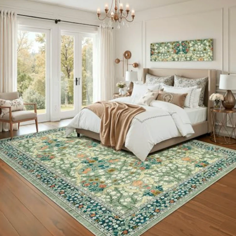 BEIMO Area Rugs 5x7 for Living Room Bedroom, Modern Abstract Machine Washable Large Light Green Rug Soft Rug, Low Pile Floor Carpet with Non Slip Backing for Dining Room