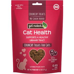 4 x Get Naked Urinary Health Crunchy Treats For Cats, Cranberries, (1 Pouch), 2.5 Oz (EXP 08/27/27)