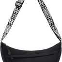 Pomelo Best Half Moon Crossbody Bag for Women and Men, Lightweight Nylon Sling Creacent Bags Dumpling with Guitar Strap for Travel, Sport, Hiking, Daily Use (Black)