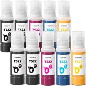 10 Bottles 522 Ink Refill Bottles for Ecotank ET-2800 ET-2720 ET-2803 ET-4700 ET-4800 ET-4810 ET-2400 ET-2840 Printer (Not Sublimation Ink)