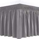 Biscaynebay Wrap Around Bed Skirts for King & Cal King Beds 15" Drop, Silver Grey Adjustable Elastic Dust Ruffles Easy Fit Wrinkle & Fade Resistant Silky Luxurious Fabric Machine Washable (King-15" Drop)