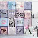 Ambesonne Paris Shower Curtain, Grunge Textured Retro Collage of France Famous Object Eiffel Tower Europe Theme, Cloth Fabric Bathroom Decor Set with Hooks, 69" W x 70" L, Multicolor Lilac