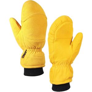 SKYDEER Durable Winter Work Gloves with Full Deerskin Suede Leather for Extreme Cold Condition (SD8676T) (Medium, Mittens)