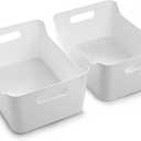 BINO | Plastic Storage Bins, Large - 2 Pack, White | THE SOHO COLLECTION | Pantry Organizers and Storage Containers Fridge Organizer Bins Kitchen Cabinet Organizer Medicine Cabinet Bin