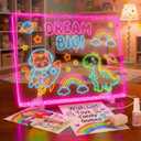 LED Note Board 13.7"x10" - Light Up Acrylic Dry Erase Board with 7 Colors & 4 Modes, Includes Adapter, Hanging Chain, Stand & Markers, Drawing Board for Home & Classroom, Creative Gift for Teens (Large)