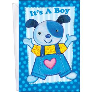 2 x New Baby Boy Card - MADE IN USA - (Perfect), Envelope Included - 5" x 7.75" - Packaged in Extra Sturdy Mailer - 96274