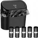 Leak-Proof Mini Car Trash Can with Lid & 5 Packs of 150 Garbage Bags - The Perfect Car Accessory!