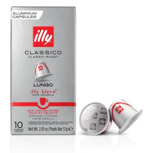 Illy Espresso Compatible Capsules - Single-Serve Coffee Capsules & Pods - Classico Lungo Roast - Notes Of Caramel, Orange Blossom & Jasmine Coffee Pods - For Nespresso Coffee Machines 10 Count, 2 Pack