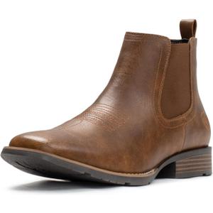 IUV Cowboy Boots For Men Ankle Boots Western Boot Casual Dress Slip On Chelsea Men (7, Brown)