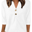 OFEEFAN Womens Tops 3/4 Sleeve Heley Shirts for Women Summer Fashion 2025 Blouses Beach Vacation Clothes, XL