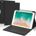 BOBOLEE Keyboard Case for iPad 9.7 inch 6th 2018, 5th Gen. 2017, Air 2 2014 Released, Wireless Detachable Keyboard, Thin Slim Folio Cover Shell with Pen Holder, Auto Sleep Wake, BL