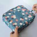Large Capacity Travel Toiletry Bag, 9x5x4 Inch Makeup and Bathroom Organizer with Water-Resistant Fabric, Blue Floral Design