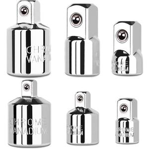 6 Piece Socket Adapter and Reducer Set, 1/4", 3/8", 1/2" Chrome Vanadium Steel Ratchet/Socket Extension/Conversion Kit for Automotive Maintenance (Silver)