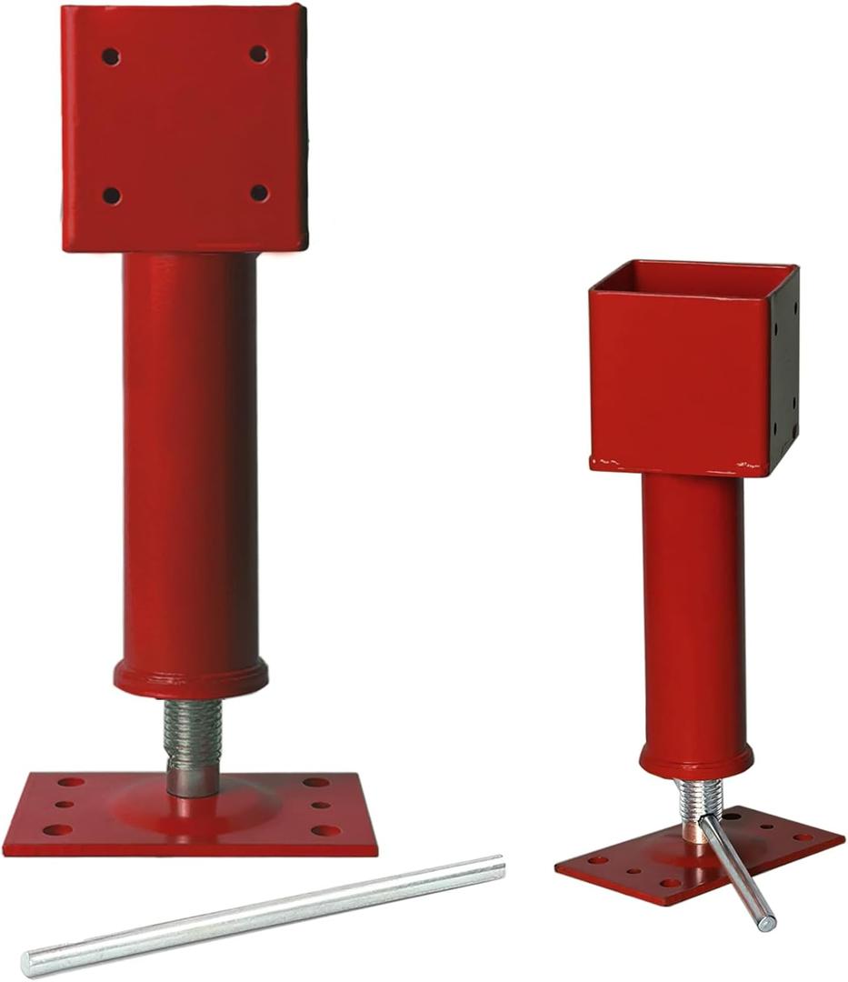 4x4 Screw Jacks, 2 Pack Adjustable Jack Post House Jacks for Leveling, 14.5" - 18.5" Height Adjust Range, Heavy Duty Floor Jacks Post Crawlspace Shed Lifting Jack, 24000 lbs Max Load Capacity (Red)
