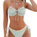 ZAFUL Women High Cut Bikini Sets String Sexy Swimsuit Two Piece Underwire Bathing Suit Brazilian Cheeky Cut Out Cute Swimwear,L