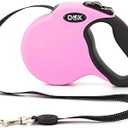 DDOXX Retractable Dog Leash - Strong Reflective Nylon Strips with Break & Lock System - L (Pink)