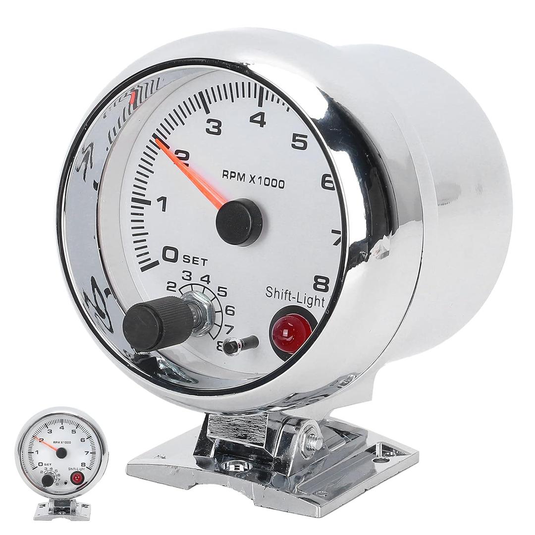 Tachometer Tacho Gauge Car RPM Revolution Meter 3.75in 08000 RPM 7 Color Background Lights Universal Replacement for 4/6/8 Cylinder 12V GasolinePowered Vehicles