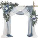 Ting's time Wedding Arch Flowers with Drape Kit (Pack of 4),2pcs Dusty Blue Floral Swags Arrangement and 2pcs Drapes Fabric for Wedding Ceremony and Reception Backdrop Decoration