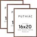 puthiac 16x20 Walnut Picture Frames for Wall - Minimalist 16x20 Oak Wood Frames, 16"x20" Picture Frame Wood, Natural Solid Wooden Picture Frames for Wall Art Photo and Prints (3 Pack, Walnut)