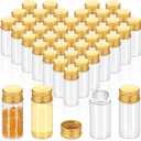 Didaey 100 Pcs Small Clear Vials Spice Mini Jars with Lids Mini Glass Bottles with Screw Aluminum Metal Caps Tiny Jars Sample Containers for Powder Cream Cosmetic Jewelry Wedding (10 ml,Gold Caps)