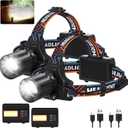 Rechargeable Headlamp Super Bright LED Head Lamp, 2Pack 99000 Lumens Head Lights with 7 Modes, 180 Adjustable for Forehead Waterproof HeadLamps for Camping Hunting Hiking