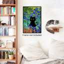 CAXIYSH Black Cat Poster Irises Garden Wall Art Abstract Flowers Canvas Pictures Famous Painting Cat Art Print for Gallery Aesthetic Room Wall Decor 16X24 inch Unframed
