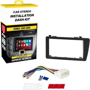 Scosche ICHA6BN Double DIN Radio Install Dash Kit Compatible with Select 2001-05 Honda Civic - Factory Radio Brackets Required - Complete Basic Car Stereo Installation Kit - Does Not Retain SWC