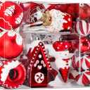 SHareconn 86pcs Christmas Tree Balls Ornaments, Shatterproof Plastic Decorative Baubles for Christmas Tree Decorations, Holiday Wedding Party Decoration, Festive Ornaments, Red White