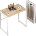 GreenForest Folding Desk No-Assembly, 31.5 in Small Desk for Small Spaces, Computer Desk for Home Office, Space Saving Foldable Table, Study Writing Desk, Oak White