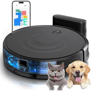 Robot Vacuum and Mop Combo with 9000Pa Suction, LiDAR Navigation & Ultra-Slim Design, 200-Min Runtime, Auto Recharge, Smart Mapping Robotic Vacuum Cleaner for Pet Hair, Hard Floors & Carpets