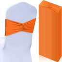Moukeren 50 Pcs Spandex Chair Sashes Bows Stretch Chair Bands Slider Sashes Elastic Ties Ribbon Covers for Wedding Party Events Ceremony Birthday Banquet Decorations(Orange)