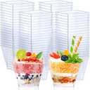 Zubebe 100 Pack 3.5 oz Square Plastic Cups, Appetizer Dessert Cups Clear Plastic Disposable Small Tumbler for Ice Cream, Fruit Puddings, Desserts, Appetizers Summer Wedding Party Catering Supplies